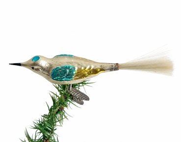 Preview: Lauscha song bird on clip, around 1930