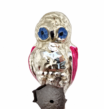 Glass ornament, owl, lauscha around 1910