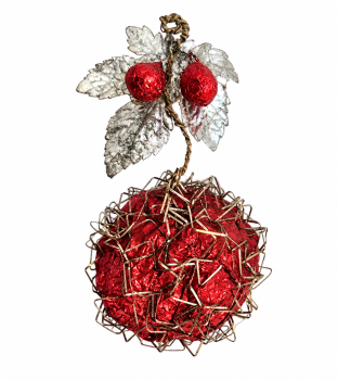 Fruit with blossom made of paper, tinfoil, and wire, circa 1930