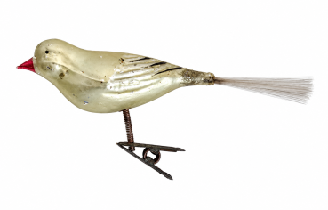 Preview: Lauscha song bird on clip, around 1920
