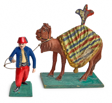Antique grulich crib figurine, Turk with dromedar / Camel, around 1900 (7 cm)