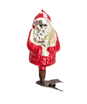 Lauscha glass ornament Santa on clip, around 1920