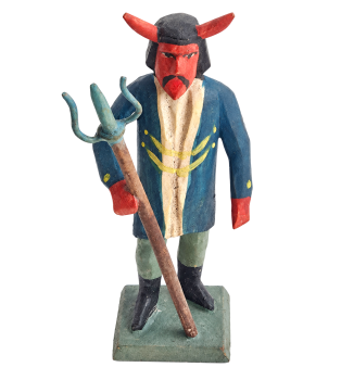 Grulich nativity figure, Devil / Krampus with trident  (7 cm)