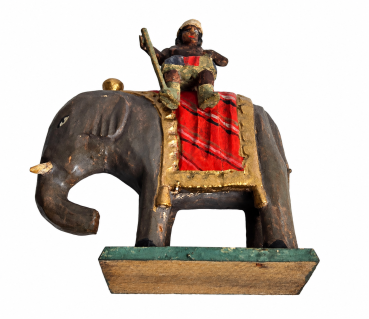 Preview: Grulicher Krippenfigur "Elefant mit Treiber" (5 cm)