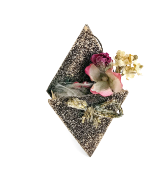 Blumenampel aus Karton, beglimmert, um 1920