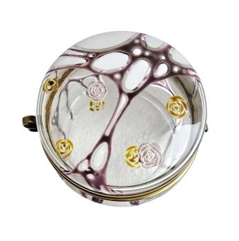 Deckeldose / Schmuckdose aus Glas, emailliert, Jugendstil