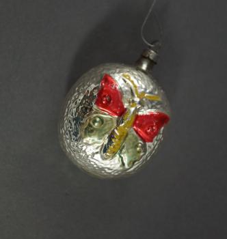 Lauscha Kugel mit Schmetterling ~ 1910