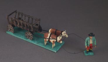 Grulicher Krippenfigur " Bauer mit Ochsenfuhrwerk " (5 cm)