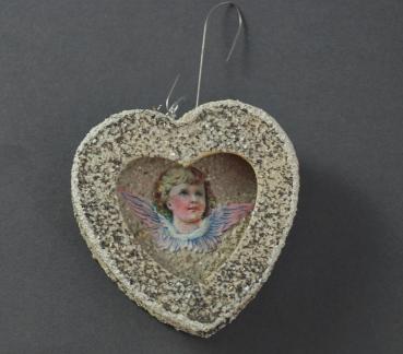 Beglimmertes Herz mit Engel Oblate um 1930