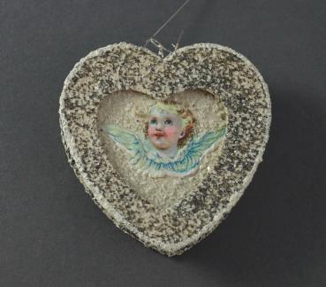 Beglimmertes Herz mit Engel Oblate um 1930