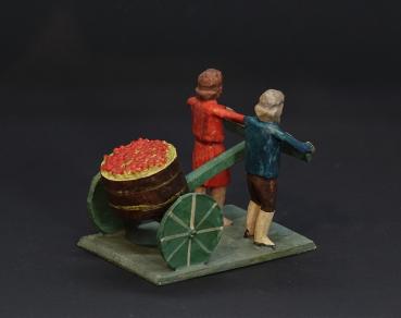 Grulicher Krippenfigur " 2 Gabenbringer mit Früchten " (7 cm)