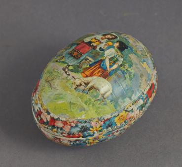 Candy Container, Ei aus Karton mit Figuren ~ 1930