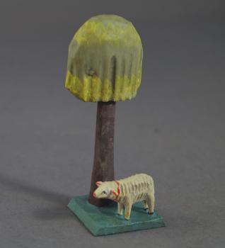 Grulicher Krippenzubehör, "Baum / Palme mit Schaf (5 cm)
