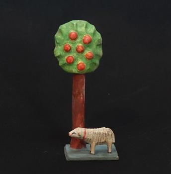 Grulicher Krippenzubehör, " Baum / Obstbaum mit Schaf "