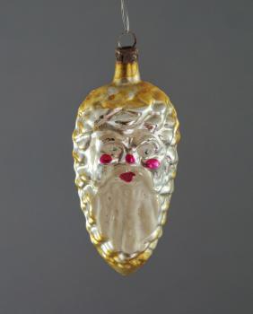 Mercury Glass Santa Face on Pine Cone ~ 1930
