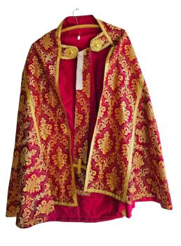 Weinroter Rauchmantel - Chormantel, Messgewand, Vespermantel, Pluviale, Ornat, um 1900