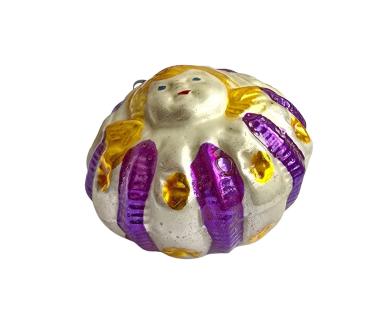 Preview: Glasornament abgeflachte Kugel mit Engel um 1930