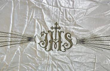 Antike weiße Altardecke, Altarverkleidung um 1920