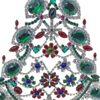 Preview: Bunter glitzernder Christbaum aus Strass Steinen - Gablonz, 29 cm