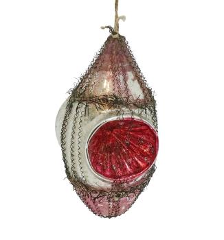 Preview: Wire wrapped indent glass kugel, around 1900