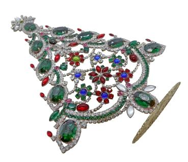 Preview: Bunter glitzernder Christbaum aus Strass Steinen - Gablonz, 29 cm