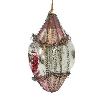 Preview: Wire wrapped indent glass kugel, around 1900