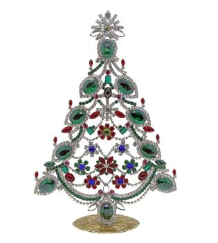 Bunter glitzernder Christbaum aus Strass Steinen - Gablonz, 29 cm