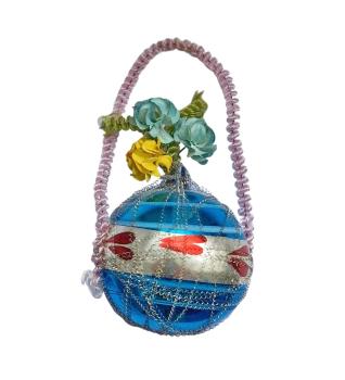 Wire wrapped hanging basket, ca. 1950