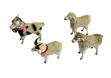 4 German putz wooly sheep, ~ 1930