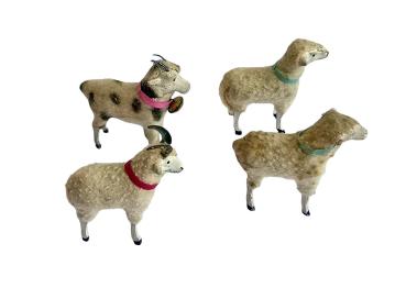 4 German putz wooly sheep, ~ 1930