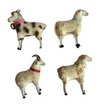 4 German putz wooly sheep, ~ 1930
