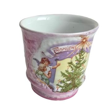 Preview: Antike Weihnachtstasse aus Porzellan mit Lithografie, um 1920