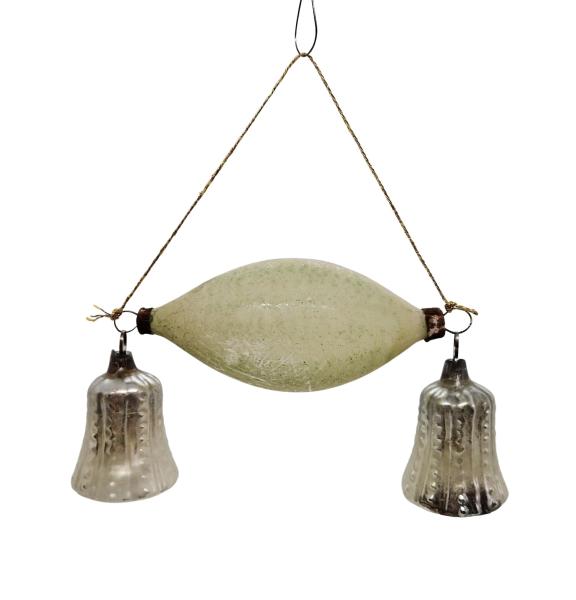 Glass Ornament with bells, ~ 1910