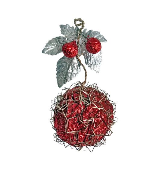 Frucht mit Blüte aus Papier, Stanniolpapier und Draht um 1930
