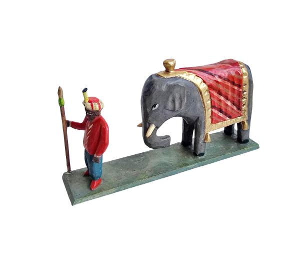 Grulicher Krippenfigur "Elefant mit Treiber" (5 cm)