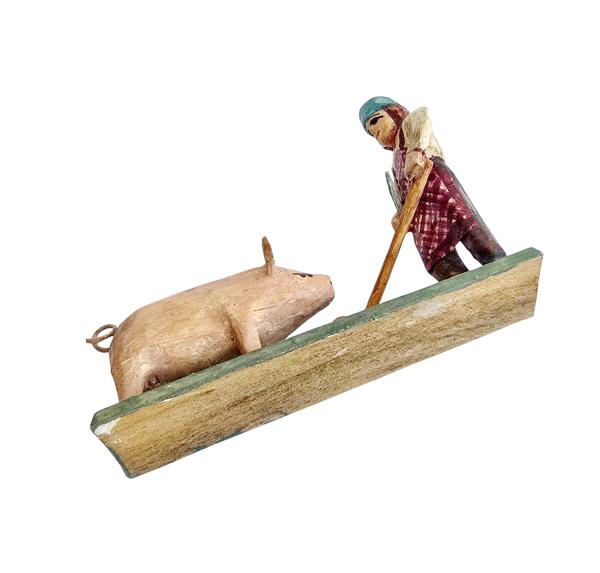 Metzger mit Schwein (7 cm)