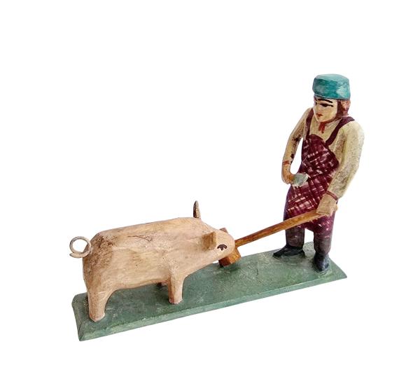Metzger mit Schwein (7 cm)