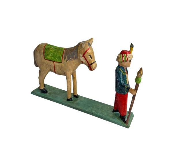 Grulicher Krippenfigur / Orientalischer Krieger mit Pferd (7 cm)