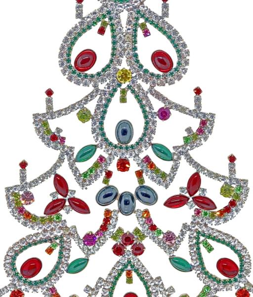Bunter glitzernder Christbaum aus Strass Steinen - Gablonz, 32 cm