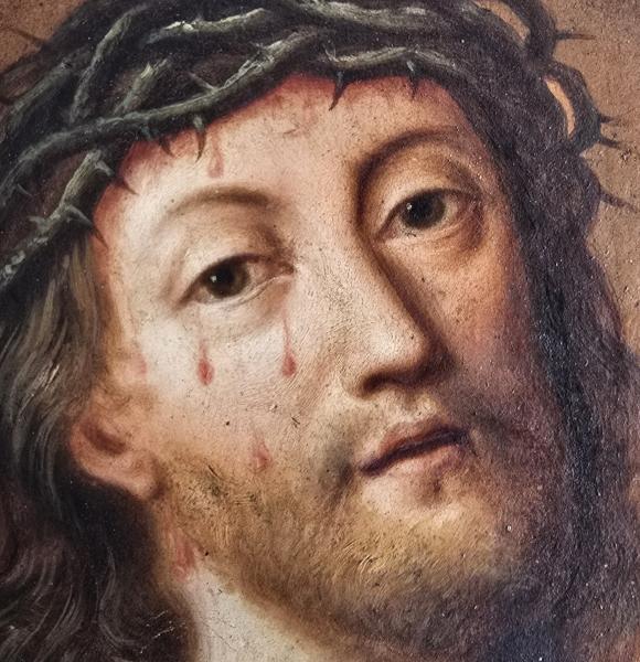 Ecce Homo, Jesus, Oil on Cardboard, 19th century