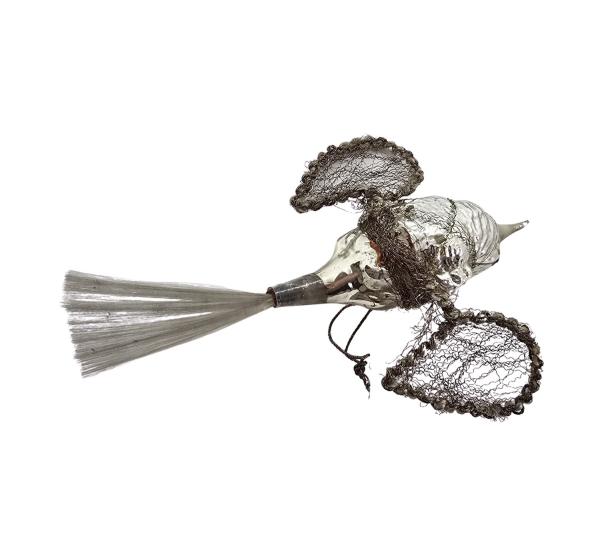 Antique Christmas tree ornament, bird with wire wings around 1920