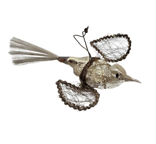 Antique Christmas tree ornament, bird with wire wings around 1920