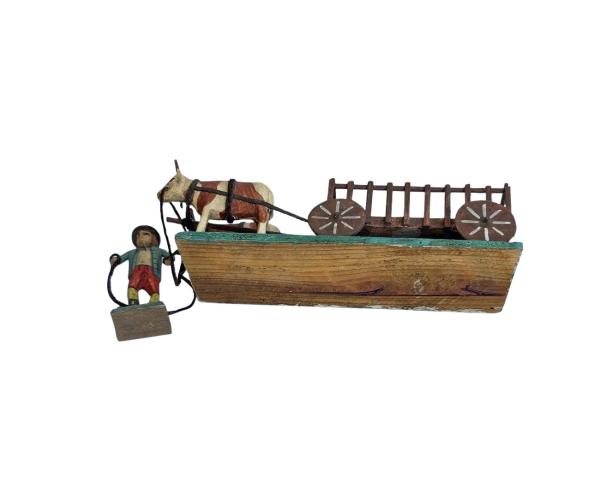 Krippenfigur Bauer mit Ochsenkarren (7 cm)
