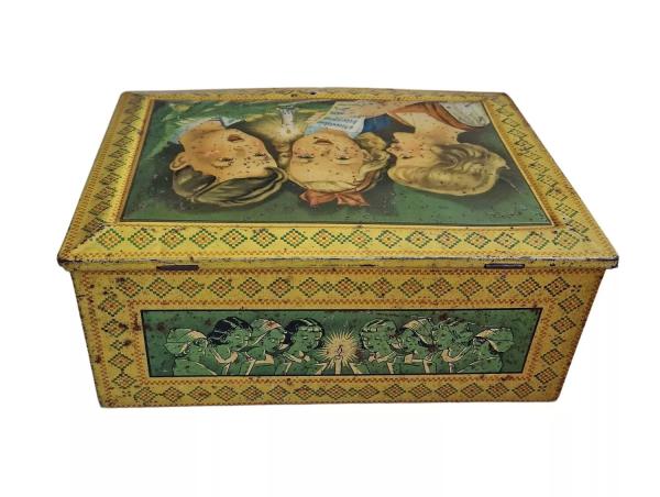 Antique tin box / Christmas motif / gingerbread tin with singing children