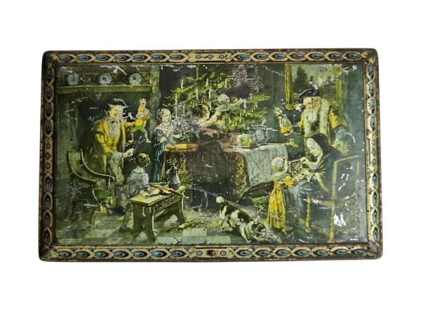 Antique tin box / Christmas motif