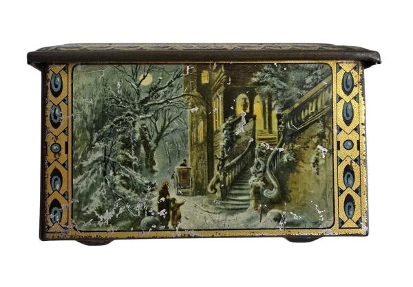 Antique tin box / Christmas motif