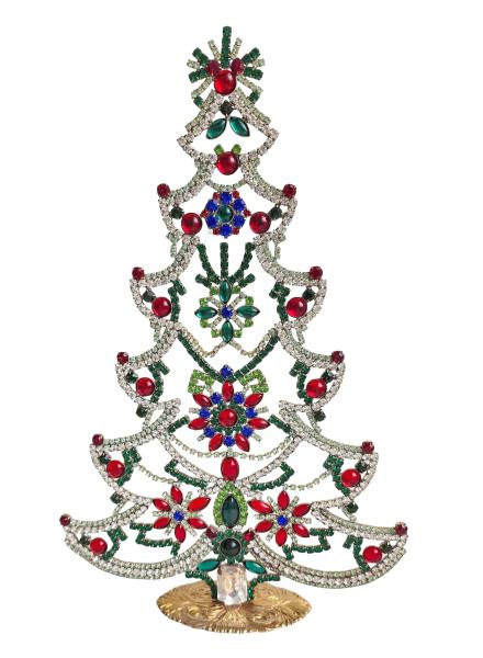 Bunter glitzernder Christbaum aus Strass Steinen - Gablonz, 31 cm