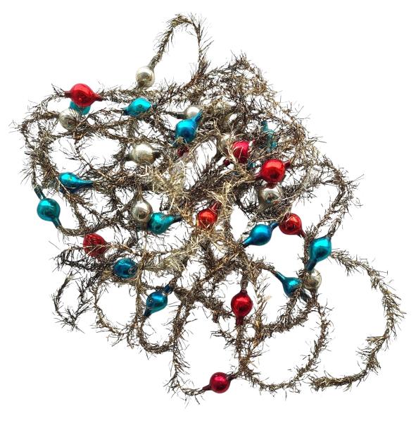 4 Tinsel Garlands with glass Beads, ca. 530 cm, 20s