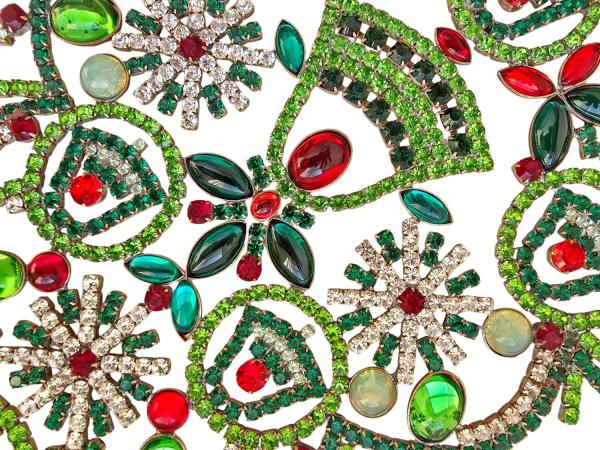 Bunter glitzernder Christbaum aus Strass Steinen - Gablonz, 34 cm