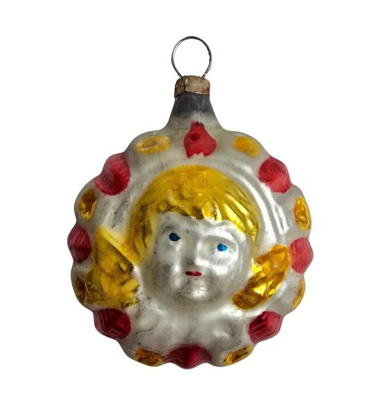 Glasornament abgeflachte Kugel mit Engel